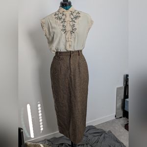 Vintage Size 6 Ralph Lauren Houndstooth Colorful Hunting Skirt